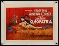 1m006 CLEOPATRA linen Belgian '64 Elizabeth Taylor, Richard Burton, Rex Harrison, Terpning art!