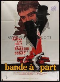 1m212 BAND OF OUTSIDERS French 1p '64 Jean-Luc Godard, Anna Karina, cool art by Georges Kerfyser!