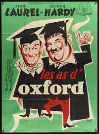 1m216 CHUMP AT OXFORD French 1p R50s different art of Laurel & Hardy in cap and gown by Hurel!