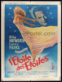 1m067 DOWN TO EARTH linen French 1p '49 sensational artwork of sexiest Rita Hayworth!