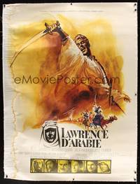 1m069 LAWRENCE OF ARABIA linen French 1p R71 David Lean, wonderful art by Georges Kerfyser!