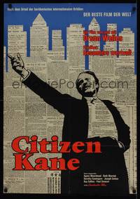 1m272 CITIZEN KANE German '60 Orson Welles, cool different art of city made of newspapers!