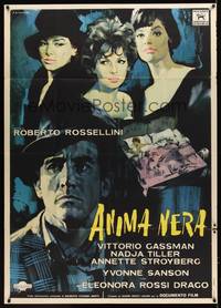 1m125 ANIMA NERA Italian 1p '62 Roberto Rossellini, art of Vittorio Gassman & 3 pretty ladies!
