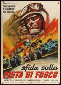 1m131 CHALLENGERS Italian 1p '70 Darren McGavin, cool F1 car racing artwork by Franco!