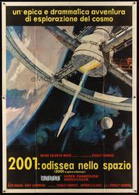 1m175 2001: A SPACE ODYSSEY Italian 2p '68 Kubrick, art of space wheel by Bob McCall, Cinerama!