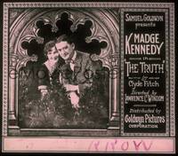 1p047 TRUTH glass slide '20 romantic close up of Madge Kennedy & Thomas Carrigan!