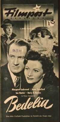 1p116 BEDELIA German Filmpost programm '49 Margaret Lockwood is the wickedest woman who ever loved!