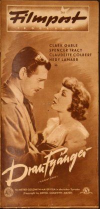1p121 BOOM TOWN German Filmpost programm '49 Clark Gable, Spencer Tracy, Claudette Colbert, Lamarr