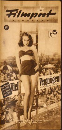 1p135 HOLIDAY CAMP German Filmpost programm '49 sexy Hazel Court in bikini, many different images!