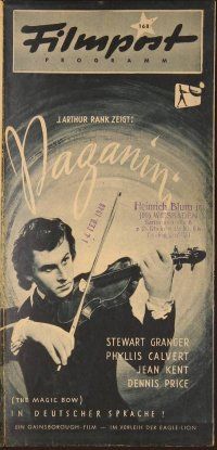 1p144 MAGIC BOW German Filmpost programm '48 Stewart Granger as vioilnist Nicolo Paganini!