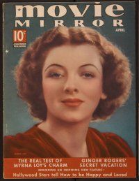 1p055 MOVIE MIRROR magazine April 1938, great portrait of Myrna Loy by James Doolittle!