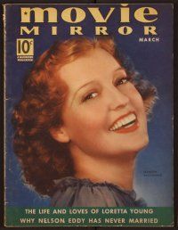 1p054 MOVIE MIRROR magazine March 1938 portrait of Jeanette MacDonald by James M. Doolittle!