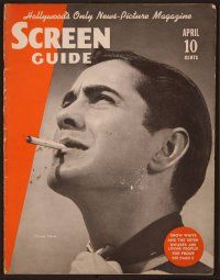 1p067 SCREEN GUIDE magazine April 1938 super close up of Tyrone Power with cigarette in mouth!
