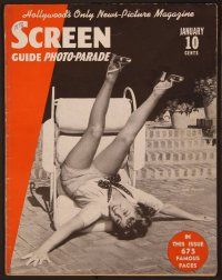 1p064 SCREEN GUIDE PHOTO-PARADE magazine January 1938 Joan Blondell falling backwards in chair!