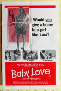 1r055 BABY LOVE 1sh '69 would you give a home to a girl like Luci, a BAD girl!