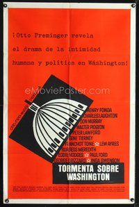 1s618 ADVISE & CONSENT Spanish/U.S. 1sh '62 Otto Preminger, classic Saul Bass Washington Capitol artwork!