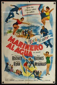 1s623 ALL ASHORE Spanish/U.S. 1sh '52 Mickey Rooney, Peggy Ryan, Navy musical, fun galore!