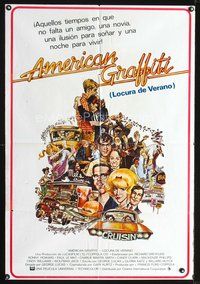 1s626 AMERICAN GRAFFITI Spanish/U.S. 1sh '73 George Lucas teen classic, it was the time of your life!