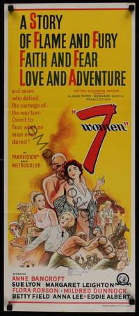 1s361 7 WOMEN Aust daybill '66 directed by John Ford, Anne Bancroft, Sue Lyon, stone litho art!