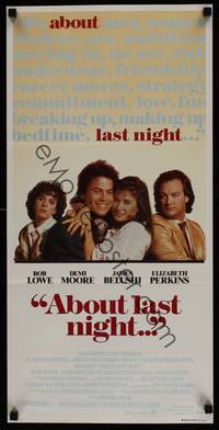 1s362 ABOUT LAST NIGHT Aust daybill '86 Rob Lowe, Demi Moore, James Belushi, Elizabeth Perkins