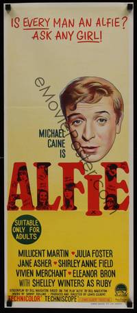 1s366 ALFIE Aust daybill '66 British cad Michael Caine loves them and leaves them, ask any girl!