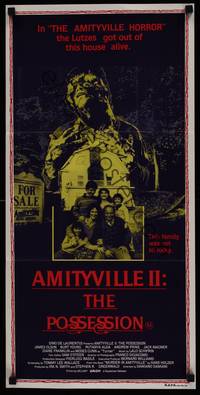 1s369 AMITYVILLE II Aust daybill '82 The Possession, creepy horror image!