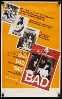 1s162 ANDY WARHOL'S BAD German 12x19 '77 Carroll Baker, Perry King, sexploitation black comedy!