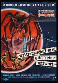 1s182 ANGRY RED PLANET German '60 great artwork of gigantic drooling bat-rat-spider creature!