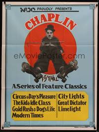 1s072 CHAPLIN Indian '73 wacky image of Charlie Chaplin w/cane and rollerskates!