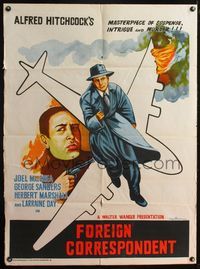 1s079 FOREIGN CORRESPONDENT Indian R60s Alfred Hitchcock, Joel McCrea, flaming airplane art!