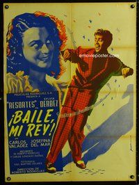 1s113 BAILE MI REY Mexican poster '51 great art of Resortes serenading pretty girl by Juanino!