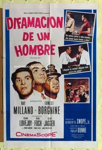 1s607 3 BRAVE MEN Spanish/U.S. 1sh '57 Ray Milland, Ernest Borgnine, Frank Lovejoy, Nina Foch