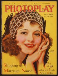 1t061 PHOTOPLAY magazine November 1929 great art portrait of Janet Gaynor by Earl Christy!