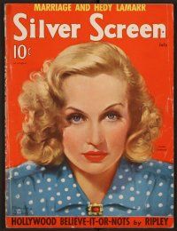 1t074 SILVER SCREEN magazine July 1939 art portrait of pretty Carole Lombard by Marland Stone!