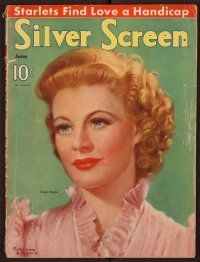1t073 SILVER SCREEN magazine June 1939 art portrait of pretty Ginger Rogers by Marland Stone!