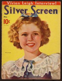 1t072 SILVER SCREEN magazine May 1939 art portrait of cute Shirley Temple by Marland Stone!