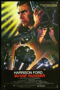 1v096 BLADE RUNNER 1sh '82 Ridley Scott sci-fi classic, art of Harrison Ford by John Alvin!
