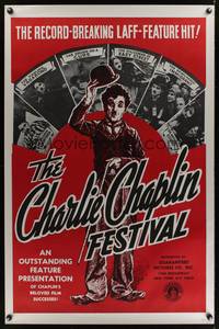1v141 CHARLIE CHAPLIN FESTIVAL 1sh R1960s a record-breaking laff-feature hit, great images!