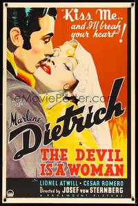 1v011 DEVIL IS A WOMAN style B S2 recreation 1sh 2001 Marlene Dietrich will break your heart!
