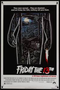 1v258 FRIDAY THE 13th 1sh R80s great Alex Ebel art, slasher horror classic, 24 hours of terror!