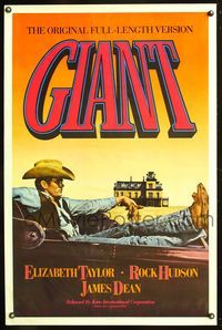 1v269 GIANT 1sh R83 James Dean, Elizabeth Taylor, Rock Hudson, directed by George Stevens!