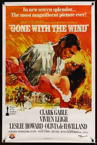 1v274 GONE WITH THE WIND 1sh R89 Clark Gable, Vivien Leigh, Leslie Howard, all-time classic!