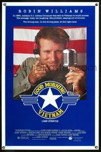 1v275 GOOD MORNING VIETNAM 1sh '87 Vietnam War radio DJ Robin Williams, directed by Barry Levinson