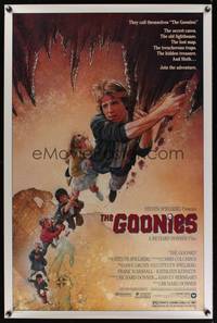 1v277 GOONIES 1sh '85 Josh Brolin, teen adventure classic, Drew Struzan art!