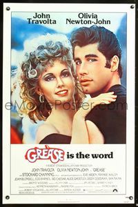 1v278 GREASE 1sh '78 close up of John Travolta & Olivia Newton-John in a most classic musical!