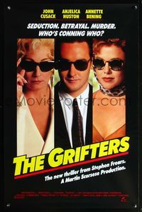 1v283 GRIFTERS int'l 1sh '90 John Cusack, Annette Bening & Anjelica Huston all wearing sunglasses!