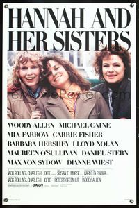 1v286 HANNAH & HER SISTERS 1sh '86 Woody Allen, Mia Farrow, Carrie Fisher, Barbara Hershey