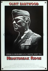 1v289 HEARTBREAK RIDGE advance 1sh '86 Clint Eastwood all decked out in uniform & medals!
