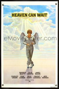 1v290 HEAVEN CAN WAIT int'l 1sh '78 art of angel Warren Beatty wearing sweats, football!