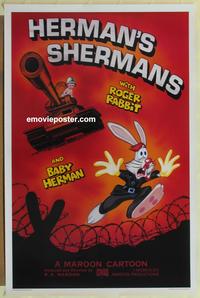 1v297 HERMAN'S SHERMANS Kilian 1sh '88 great image of Roger Rabbit running from Baby Herman in tank